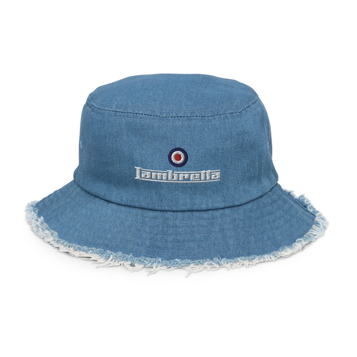 Lambretta logo Distressed denim bucket hat