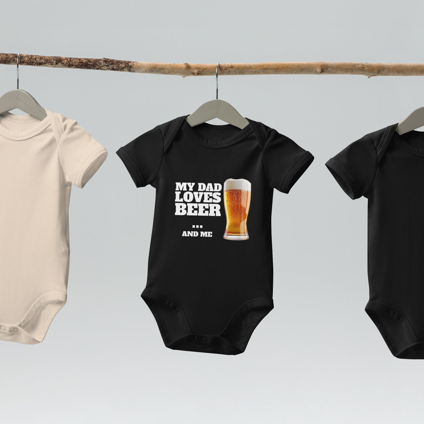 My dad loves beer and me Organic cotton baby bodysuit