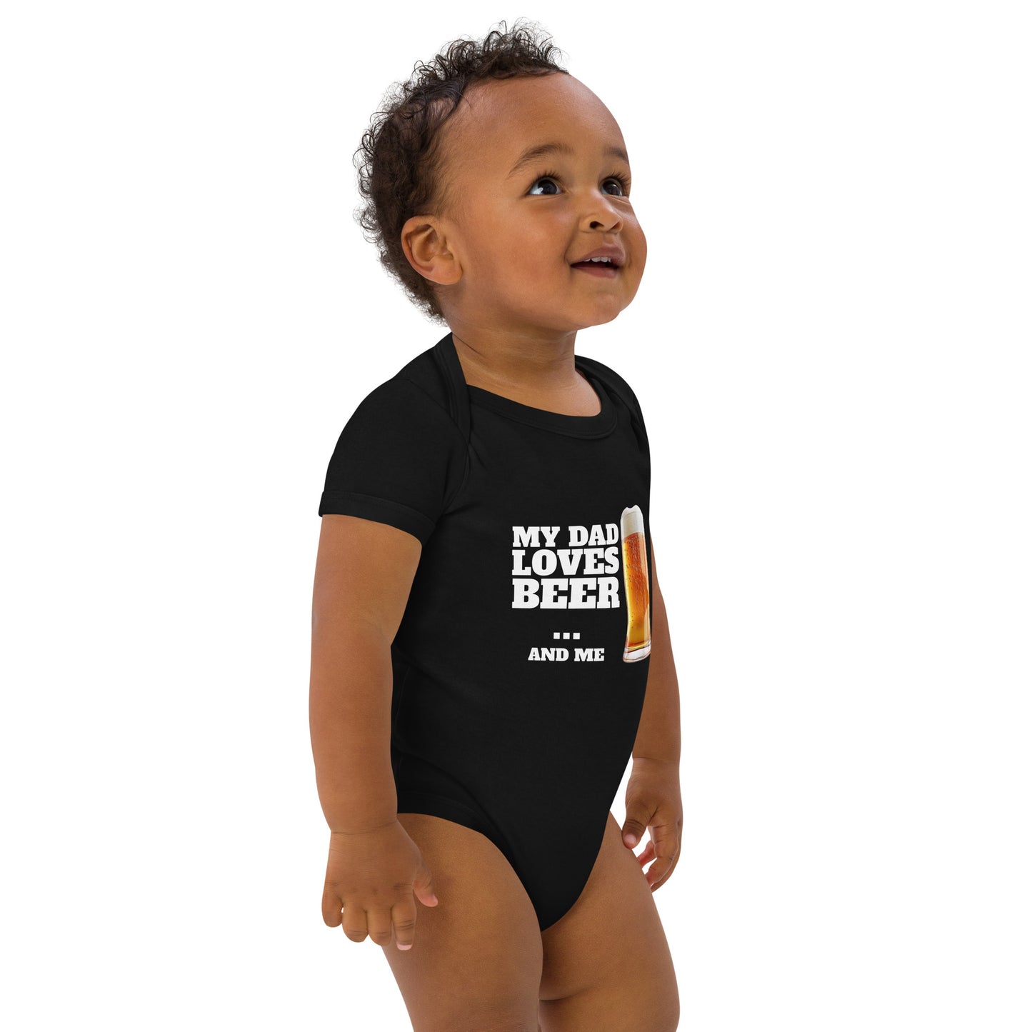 My dad loves beer and me Organic cotton baby bodysuit