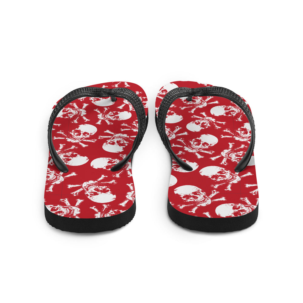 skulls on red Flip-Flops