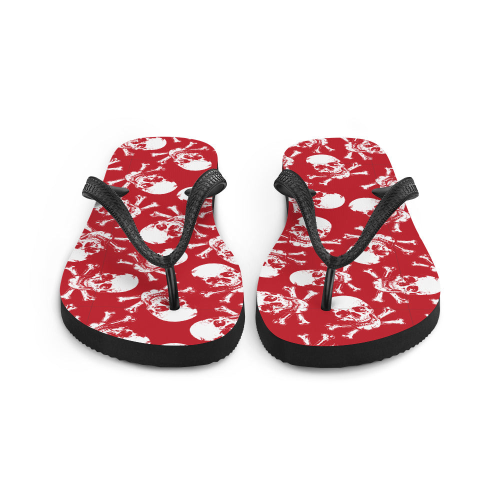 skulls on red Flip-Flops