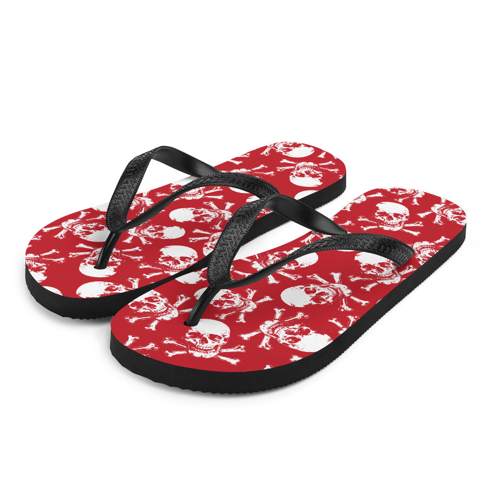 skulls on red Flip-Flops