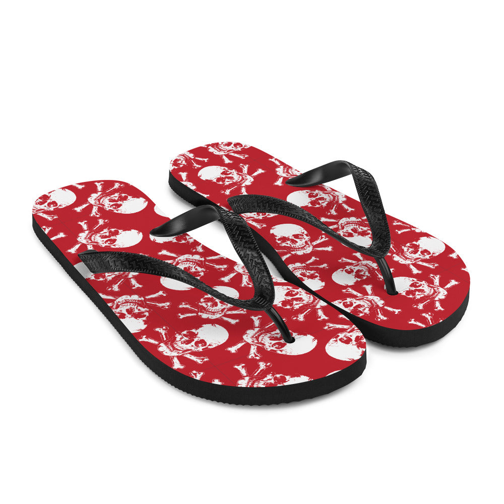 skulls on red Flip-Flops