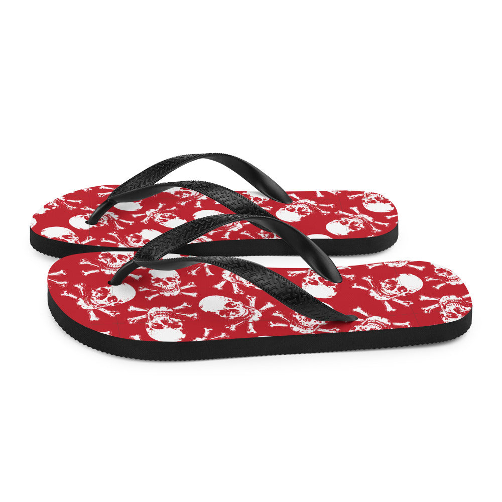 skulls on red Flip-Flops
