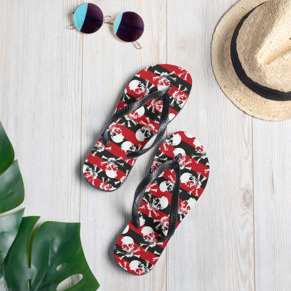 Stripes and skulls Flip-Flops