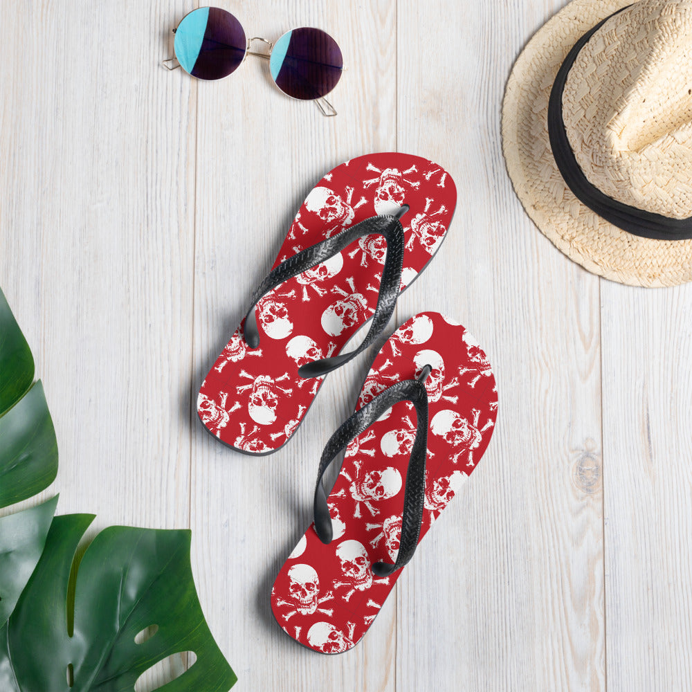 skulls on red Flip-Flops