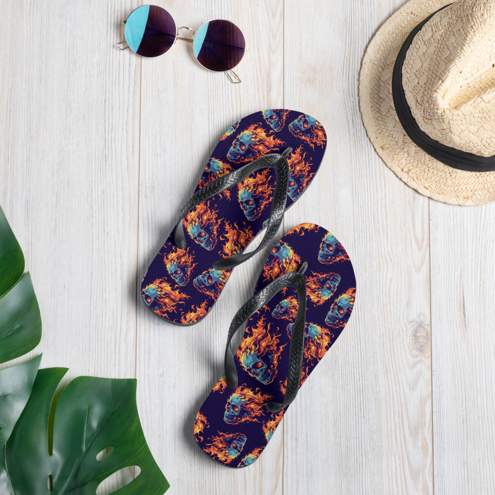 Fire Skulls Flip-Flops