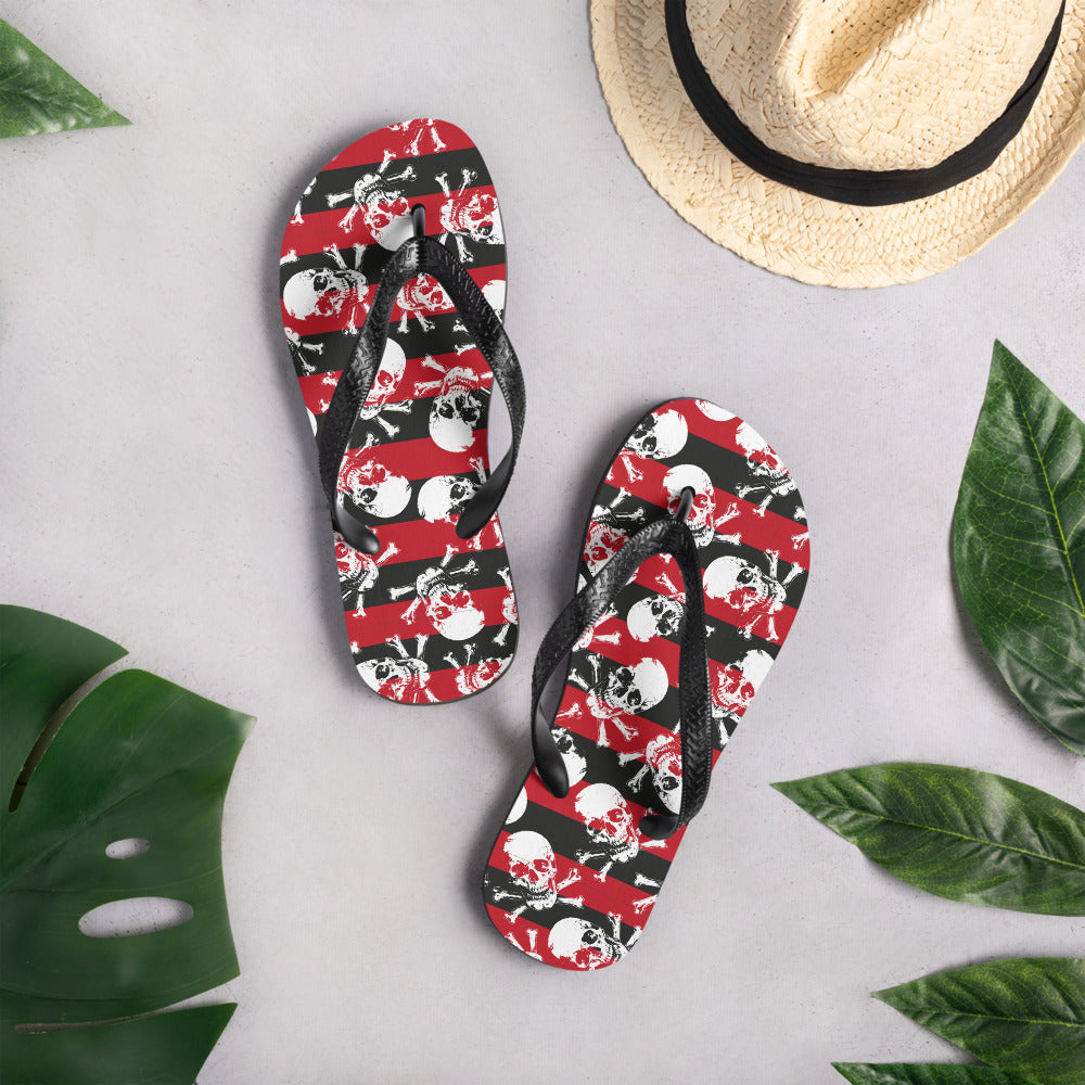 Stripes and skulls Flip-Flops