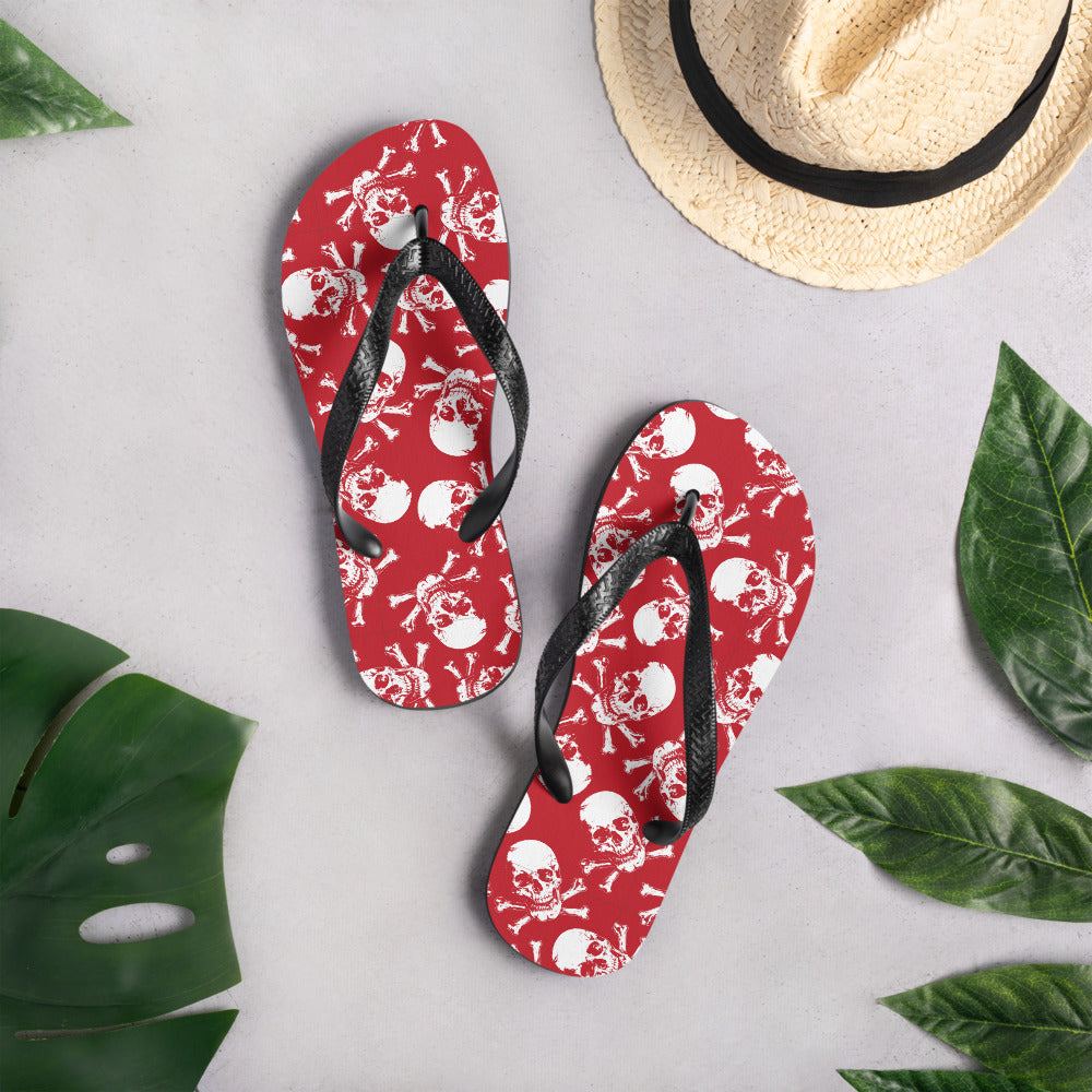 skulls on red Flip-Flops