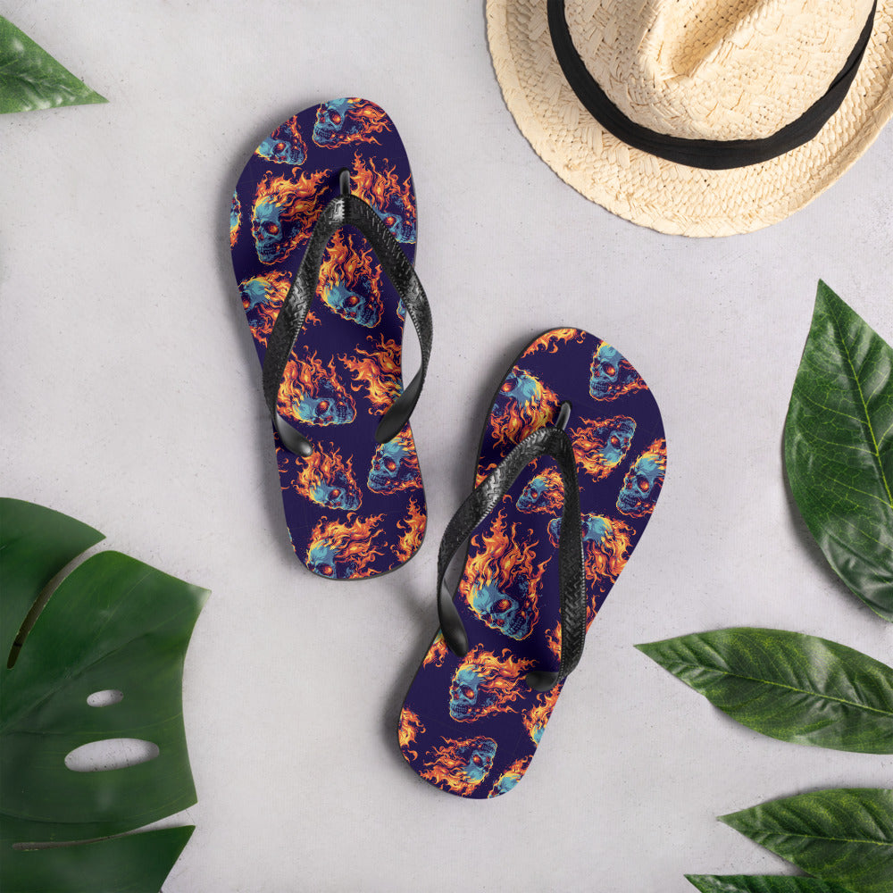 Fire Skulls Flip-Flops