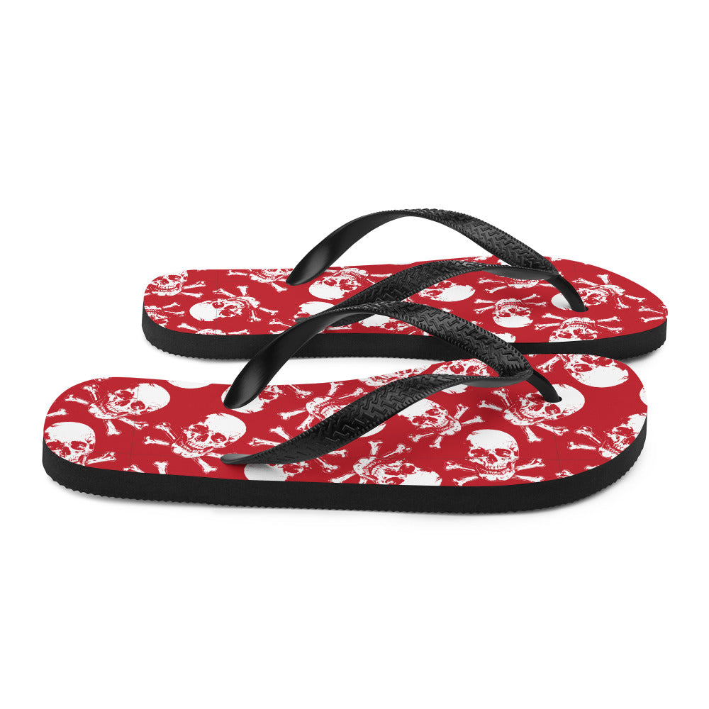 skulls on red Flip-Flops