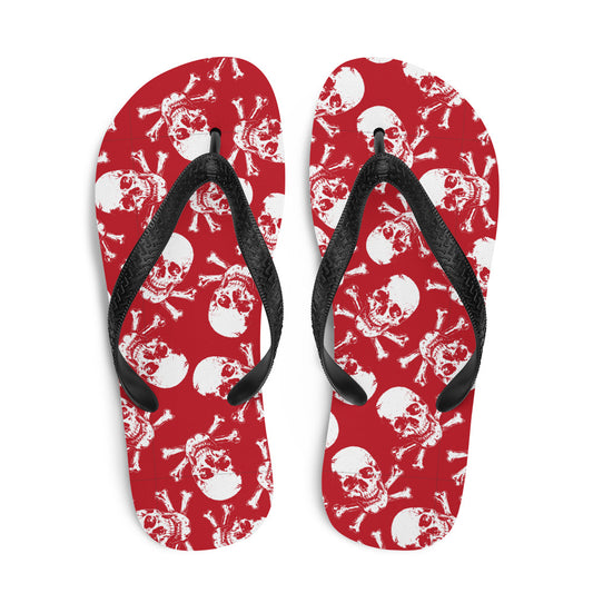 skulls on red Flip-Flops