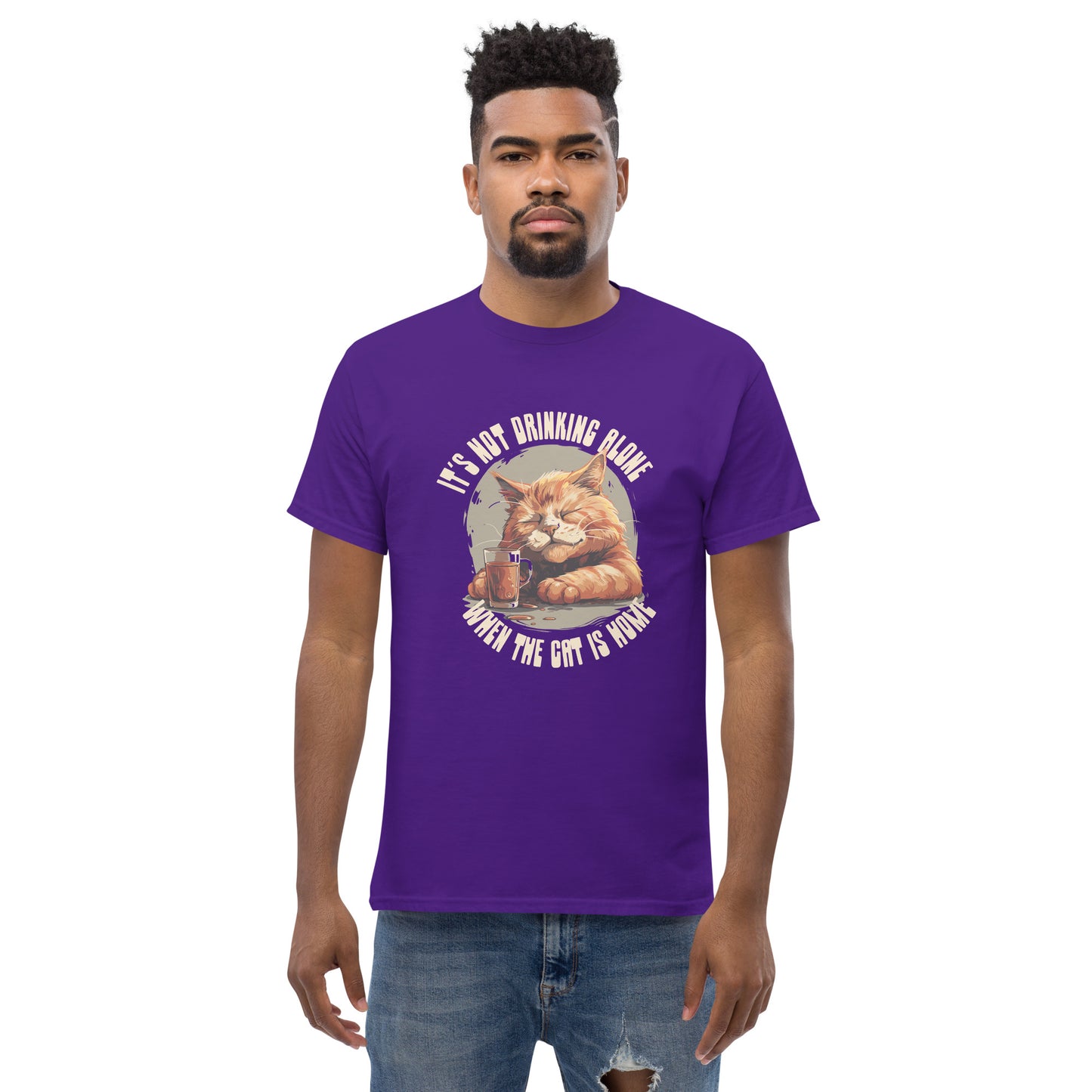 Not drinking alone when the cats home Unisex classic tee