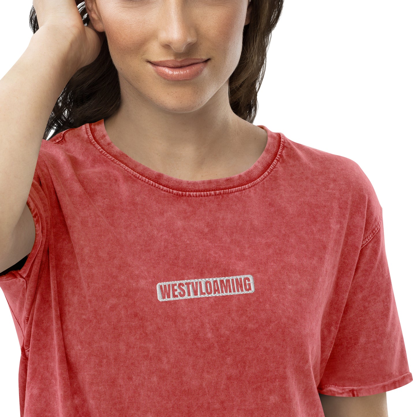 Westvloaming gebrodeerd Denim T-Shirt