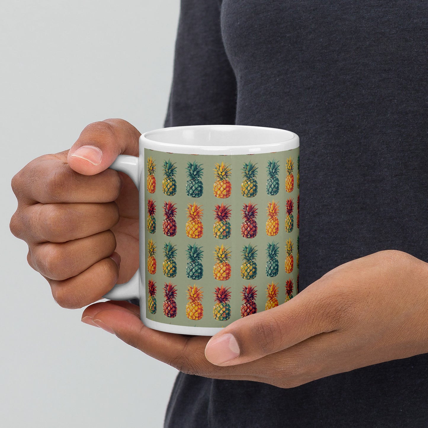 colored ananas White glossy mug