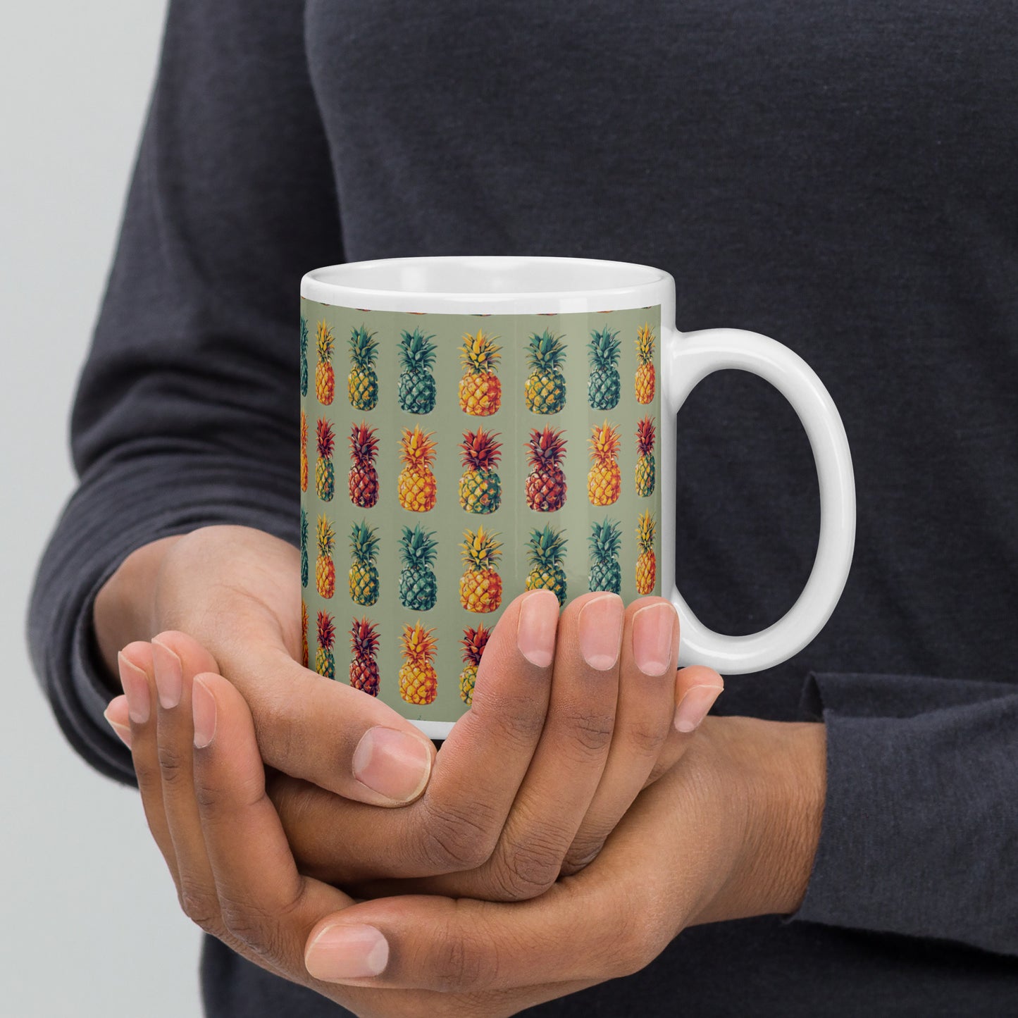 colored ananas White glossy mug