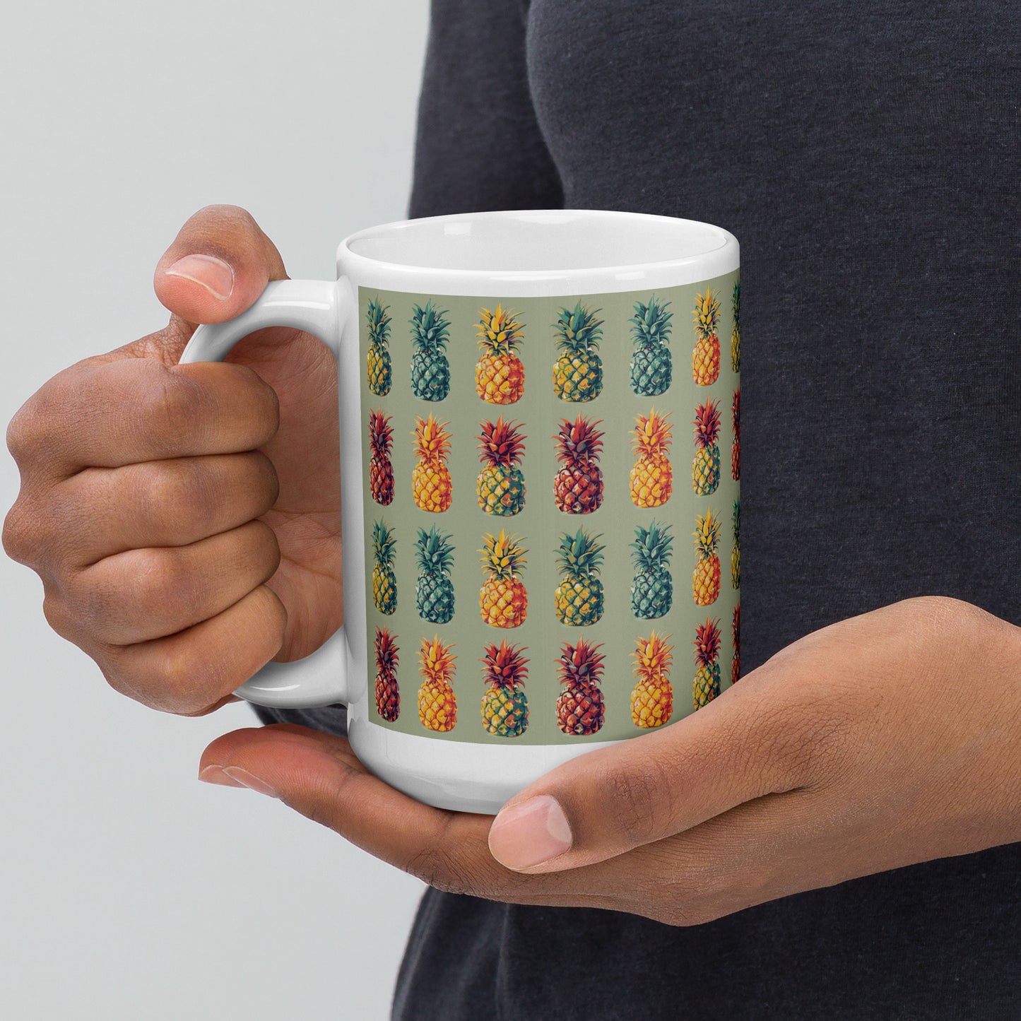 colored ananas White glossy mug