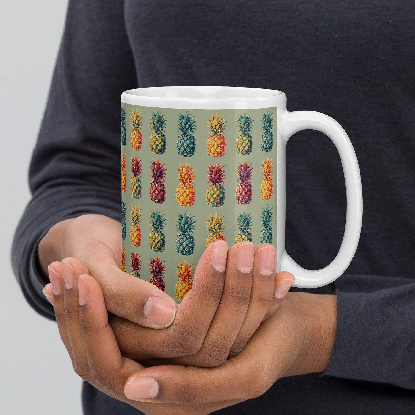 colored ananas White glossy mug