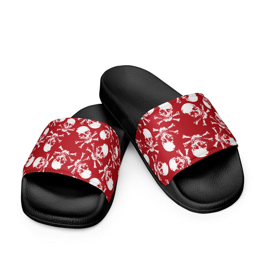 skulls on red Women's slides