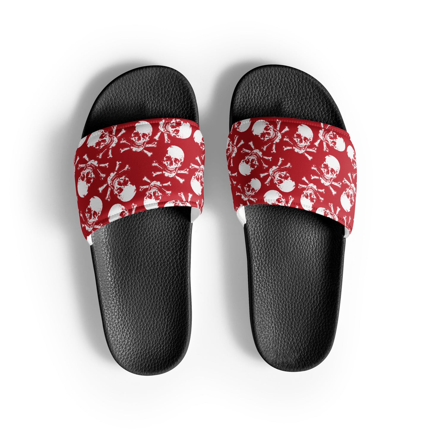 skulls on red Women's slides