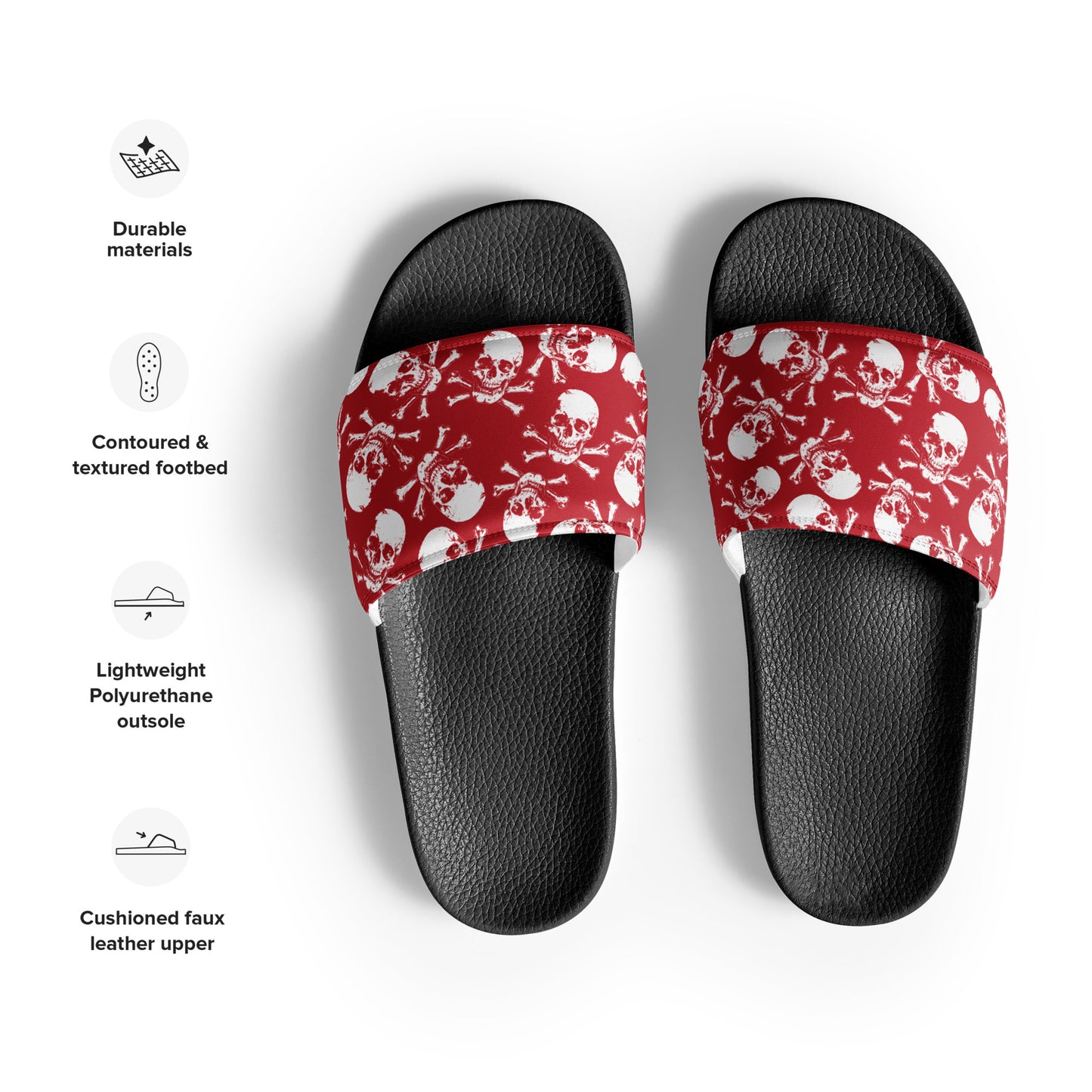 skulls on red Women's slides