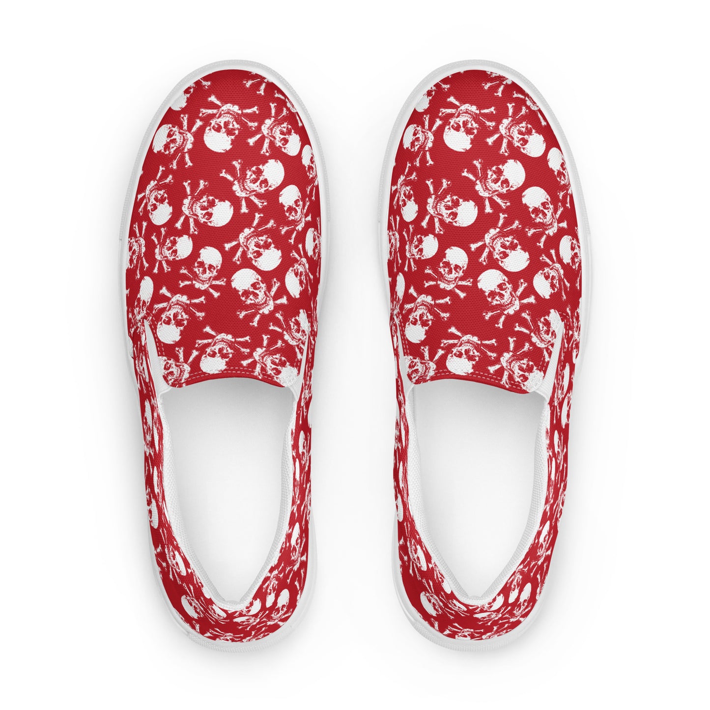 Skulls on red Women’s slip-on canvas shoes