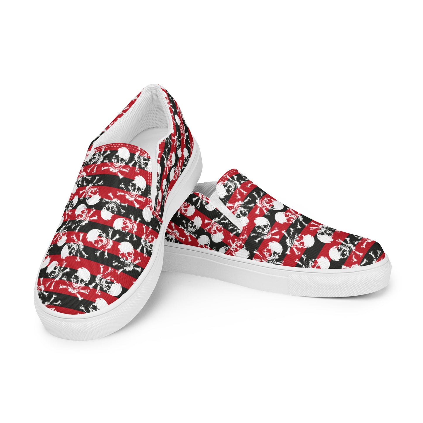 Stripes and skulls Women’s slip-on canvas shoes