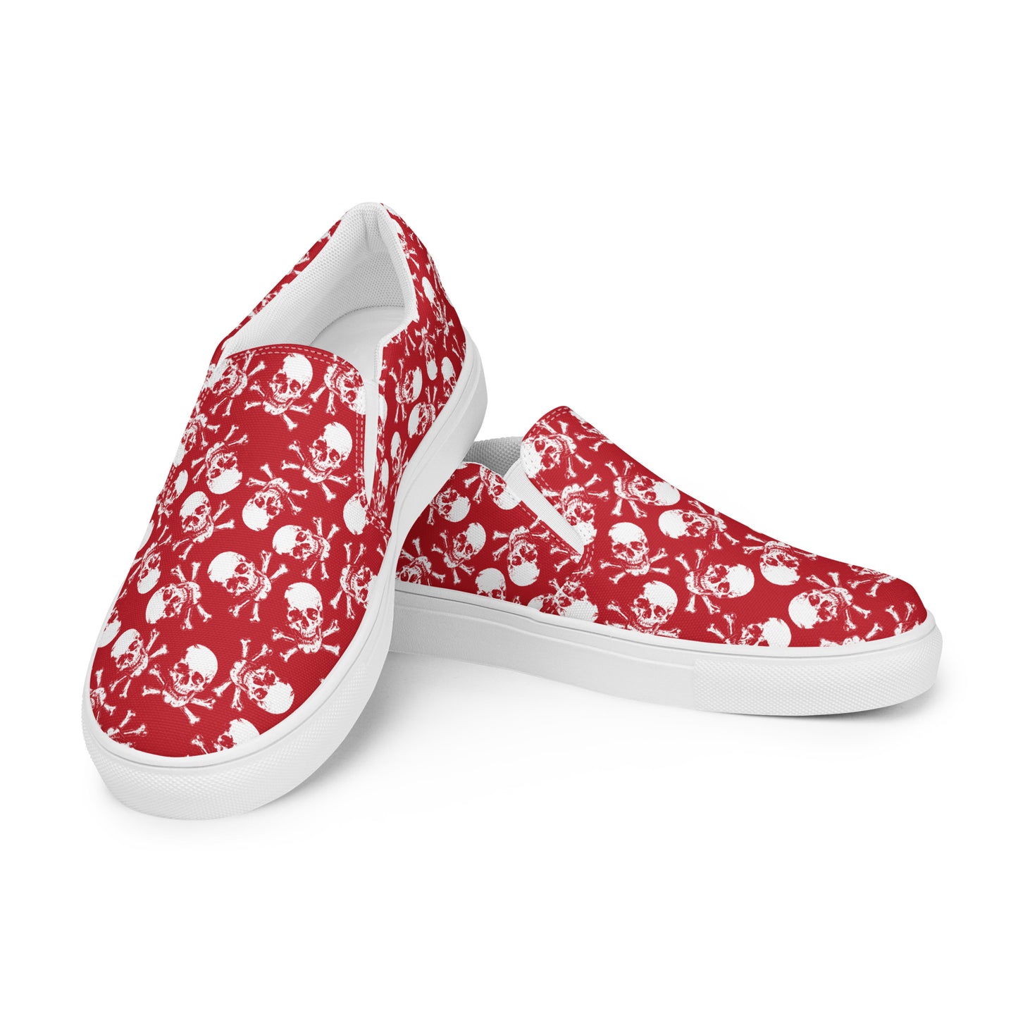 Skulls on red Women’s slip-on canvas shoes