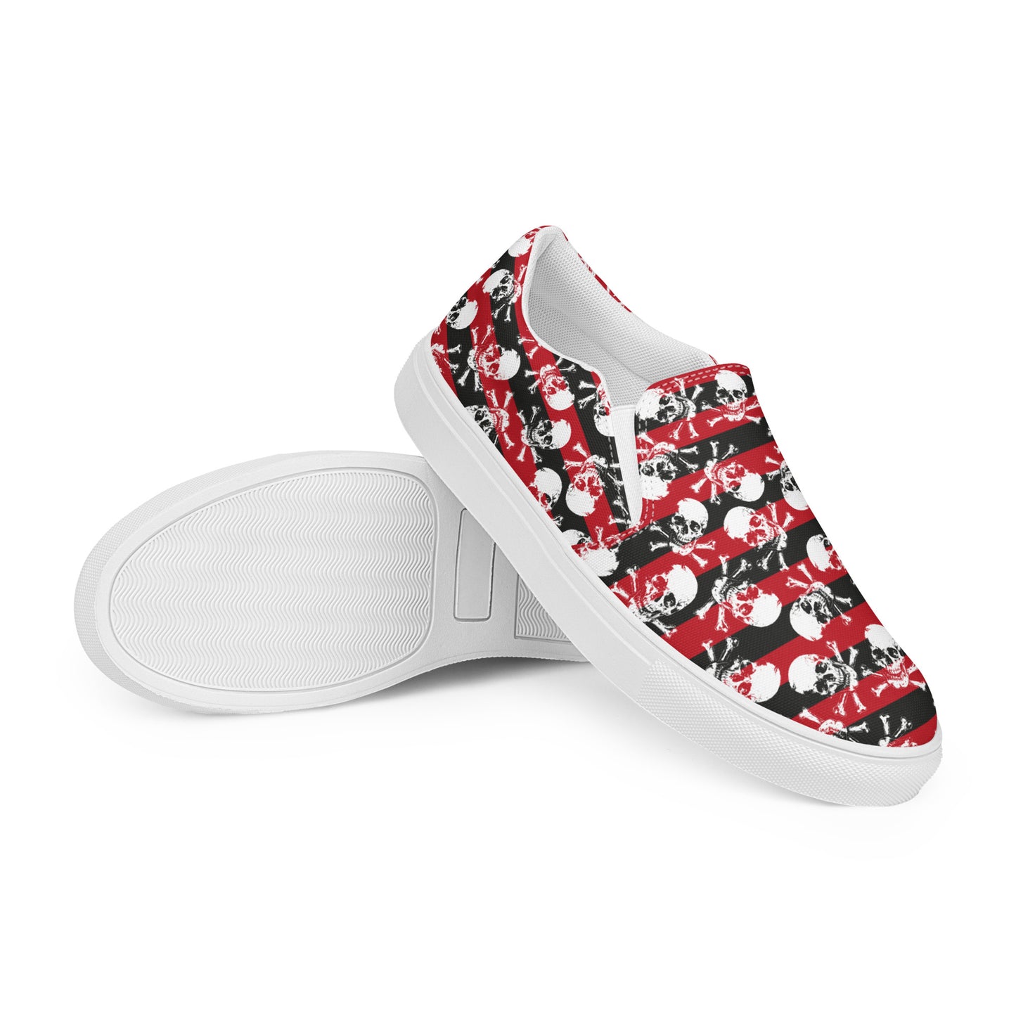 Stripes and skulls Women’s slip-on canvas shoes