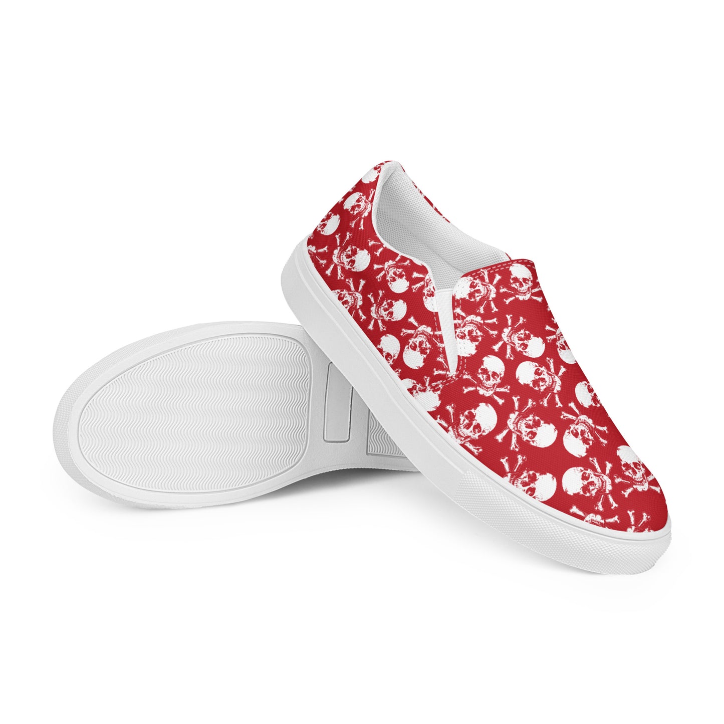 Skulls on red Women’s slip-on canvas shoes